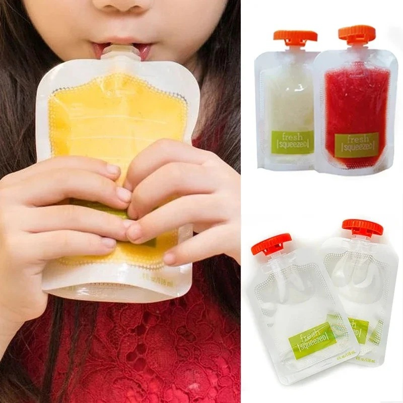 Baby Puree Pouch - 10개 아기 음식 및 주스 상자